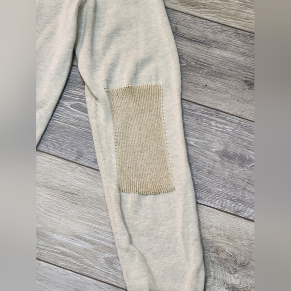 Billy Reid Soft Yellow Elbow Patch Crew Neck Long Sleeve Sweater Size Medium - Picture 2 of 8